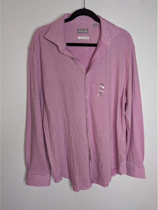 Michael Kors Other - Michael Kors Men’s Slim Fit Dress Shirt XL 17 32/33 Berry Pink Stripe NWT